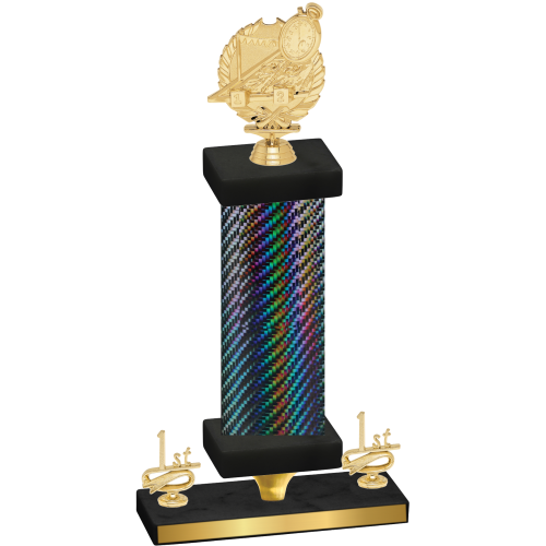 Premium Single Black Carbon Fiber First Place Swimming Trophy