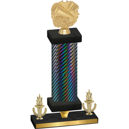 Premium Single Black Carbon Fiber Victory Cheerleading Trophy