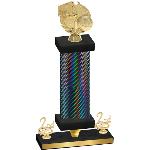 Premium Single Black Carbon Fiber Second Place Basketball Trophy