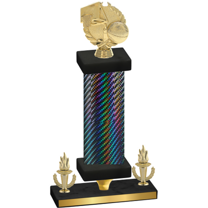 Premium Single Black Carbon Fiber Victory Basketball Trophy