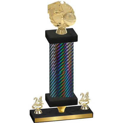 Premium Single Black Carbon Fiber Year Basketball Trophy