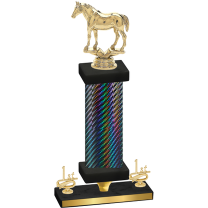 Premium Single Black Carbon Fiber First Place Horses Trophy