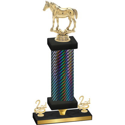 Premium Single Black Carbon Fiber Second Place Horses Trophy