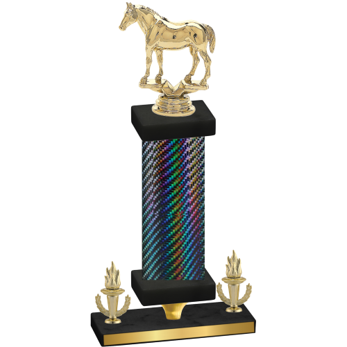 Premium Single Black Carbon Fiber Victory Horses Trophy