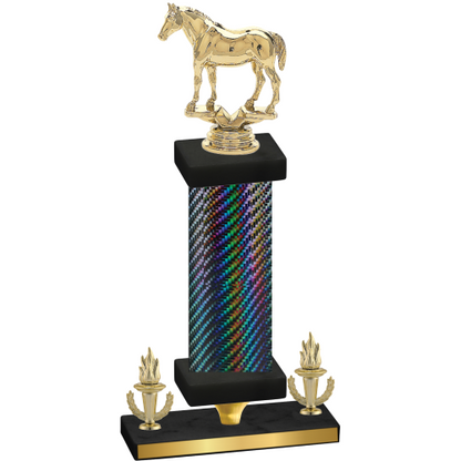Premium Single Black Carbon Fiber Victory Horses Trophy