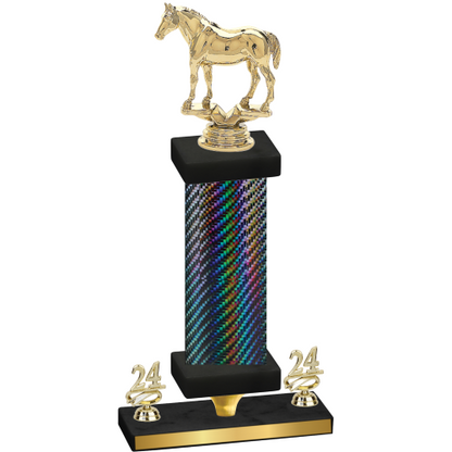 Premium Single Black Carbon Fiber Year Horses Trophy