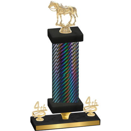 Premium Single Black Carbon Fiber Fourth Place Horses Trophy