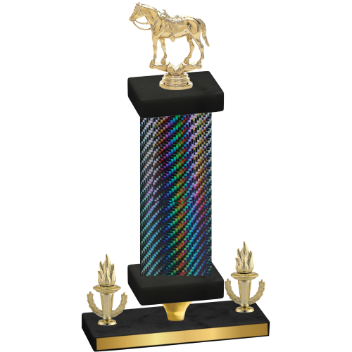 Premium Single Black Carbon Fiber Victory Horses Trophy