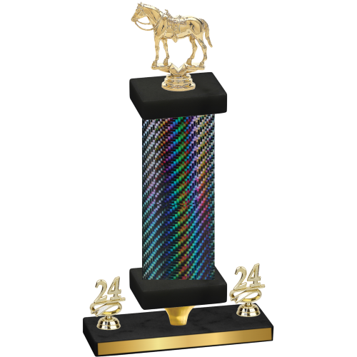 Premium Single Black Carbon Fiber Year Horses Trophy
