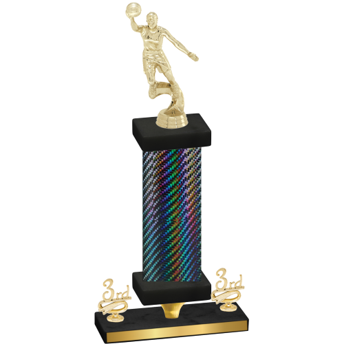 Premium Single Black Carbon Fiber Third Place Basketball Trophy