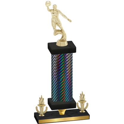 Premium Single Black Carbon Fiber Victory Basketball Trophy