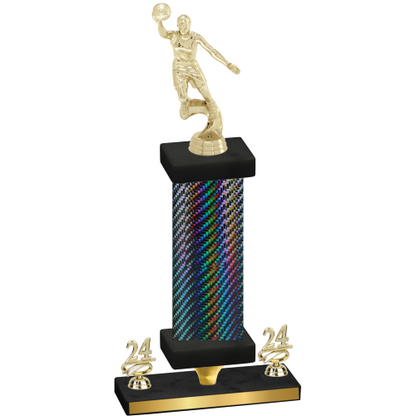 Premium Single Black Carbon Fiber Year Basketball Trophy