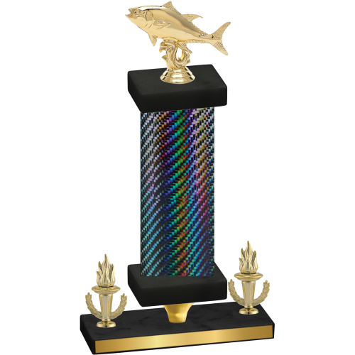 Premium Single Black Carbon Fiber Victory Fishing Trophy