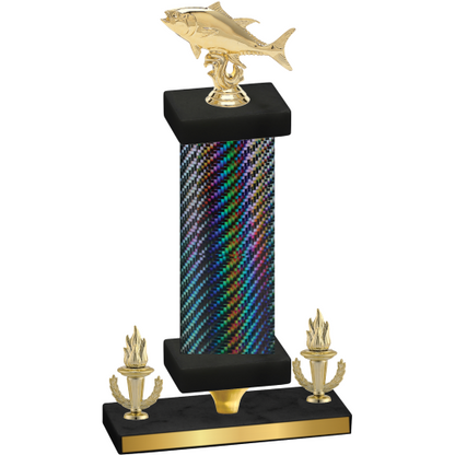 Premium Single Black Carbon Fiber Victory Fishing Trophy
