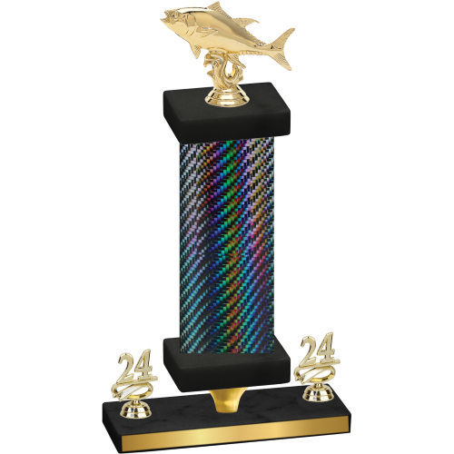 Premium Single Black Carbon Fiber Year Fishing Trophy