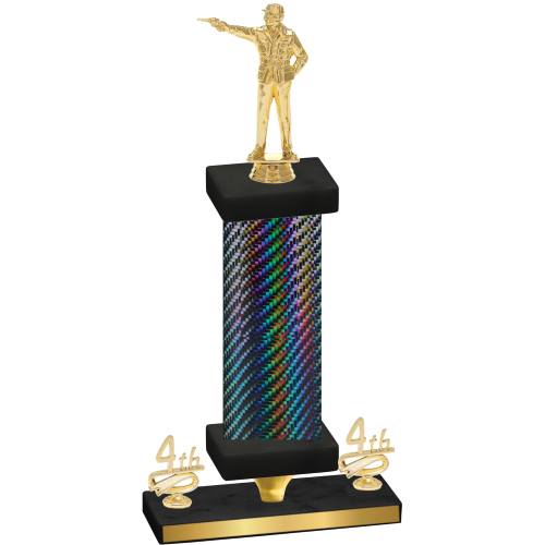 Premium Single Black Carbon Fiber Fourth Place Shooter Trophy