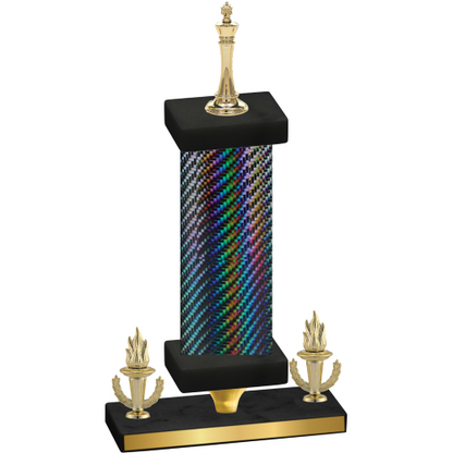 Premium Single Black Carbon Fiber Victory Chess Trophy