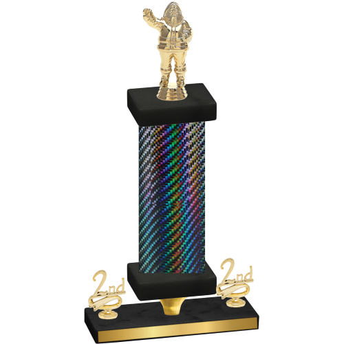 Premium Single Black Carbon Fiber Second Place Holiday Trophy