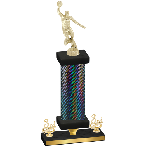 Premium Single Black Carbon Fiber Third Place Basketball Trophy