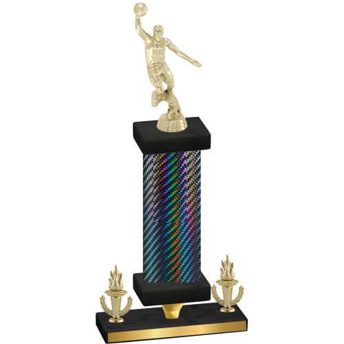 Premium Single Black Carbon Fiber Victory Basketball Trophy