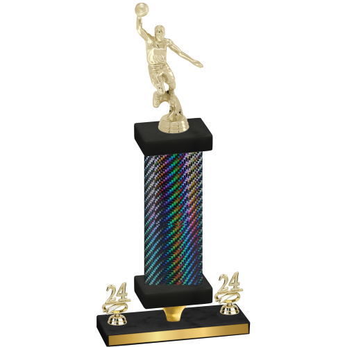 Premium Single Black Carbon Fiber Year Basketball Trophy