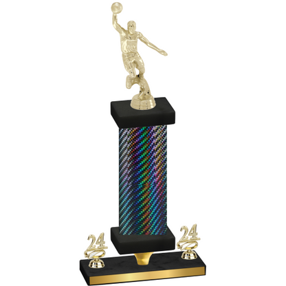 Premium Single Black Carbon Fiber Year Basketball Trophy