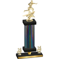 Premium Single Black Carbon Fiber Year Flag Football Trophy