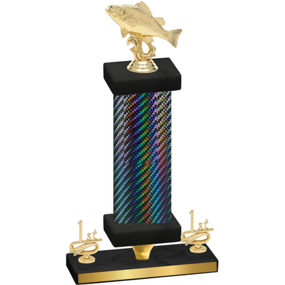 Premium Single Black Carbon Fiber First Place Fishing Trophy