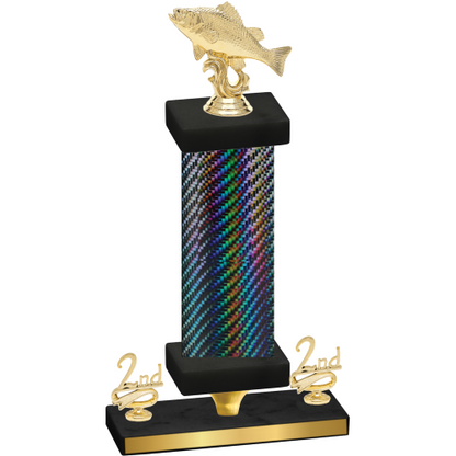 Premium Single Black Carbon Fiber Second Place Fishing Trophy