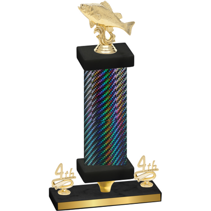 Premium Single Black Carbon Fiber Fourth Place Fishing Trophy