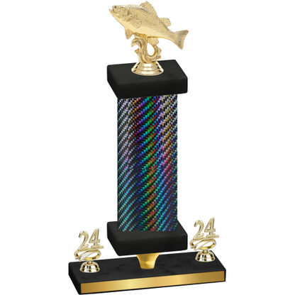 Premium Single Black Carbon Fiber Year Fishing Trophy