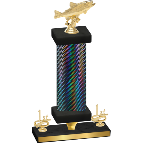 Premium Single Black Carbon Fiber First Place Fishing Trophy