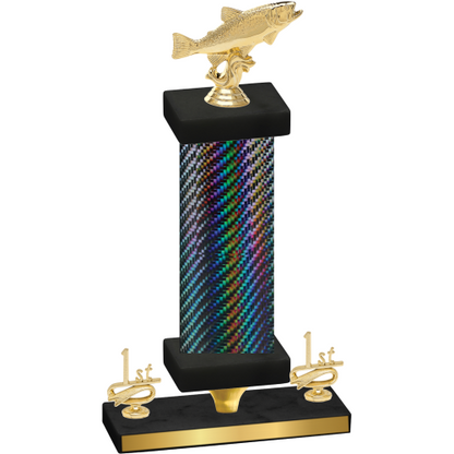 Premium Single Black Carbon Fiber First Place Fishing Trophy