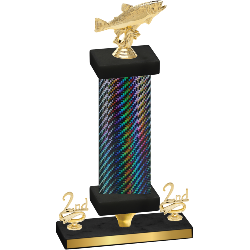 Premium Single Black Carbon Fiber Second Place Fishing Trophy