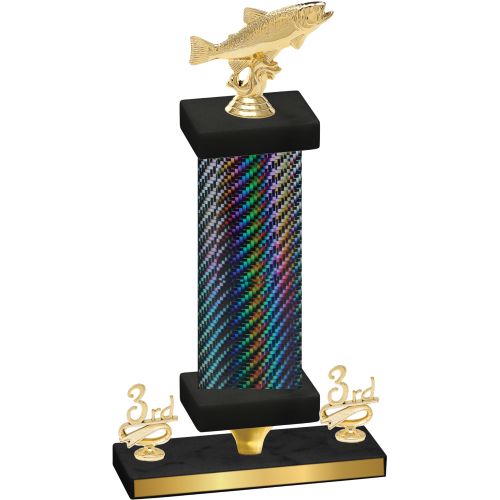 Premium Single Black Carbon Fiber Third Place Fishing Trophy