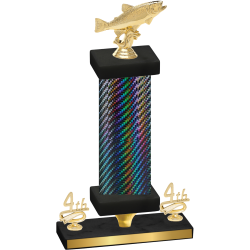 Premium Single Black Carbon Fiber Fourth Place Fishing Trophy