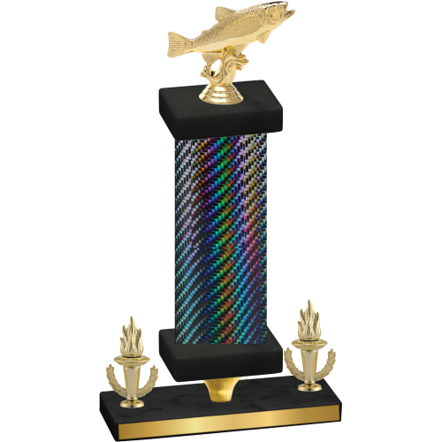 Premium Single Black Carbon Fiber Victory Fishing Trophy