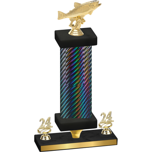 Premium Single Black Carbon Fiber Year Fishing Trophy