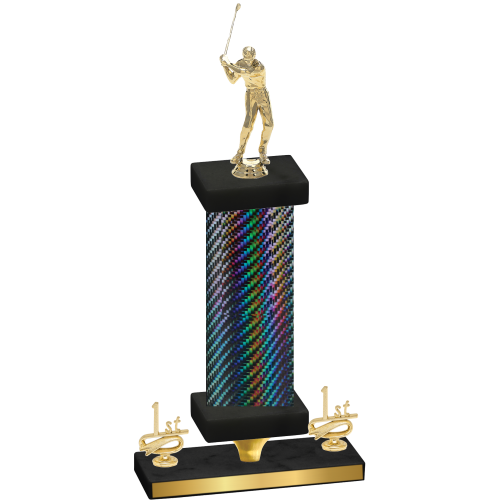 Premium Single Black Carbon Fiber First Place Golf Trophy