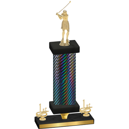 Premium Single Black Carbon Fiber First Place Golf Trophy