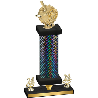 Premium Single Black Carbon Fiber Year Baseball Trophy
