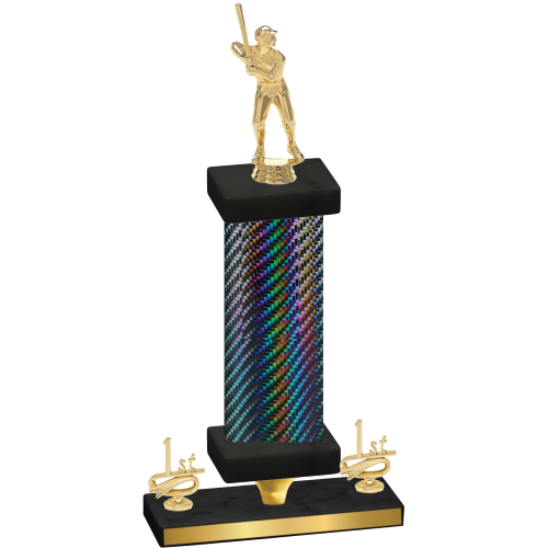 Premium Single Black Carbon Fiber First Place Baseball Trophy