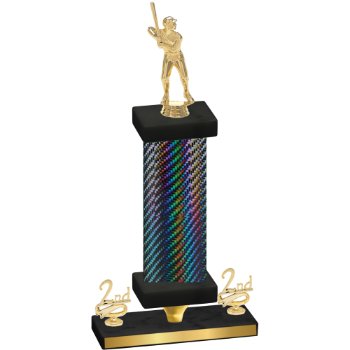 Premium Single Black Carbon Fiber Second Place Baseball Trophy