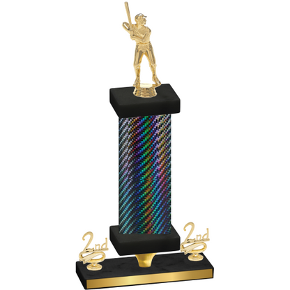 Premium Single Black Carbon Fiber Second Place Baseball Trophy