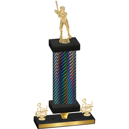 Premium Single Black Carbon Fiber Third Place Baseball Trophy