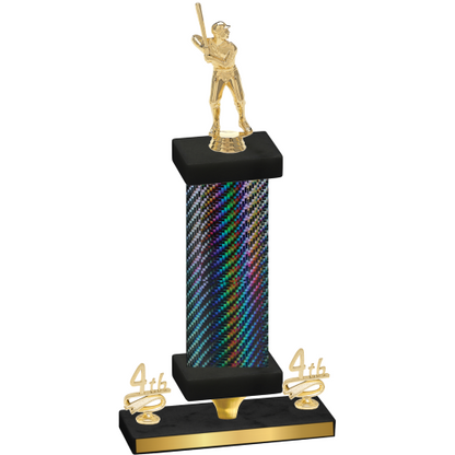 Premium Single Black Carbon Fiber Fourth Place Baseball Trophy