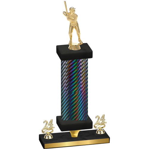 Premium Single Black Carbon Fiber Year Baseball Trophy