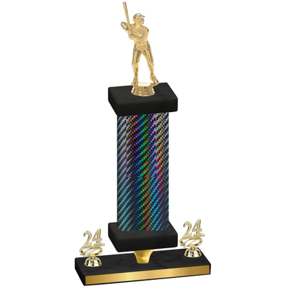 Premium Single Black Carbon Fiber Year Baseball Trophy