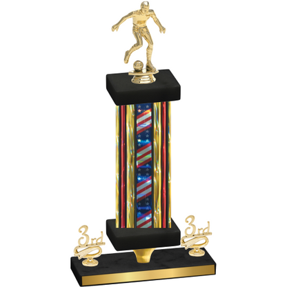 Premium Single Flag USA Third Place Soccer Trophy