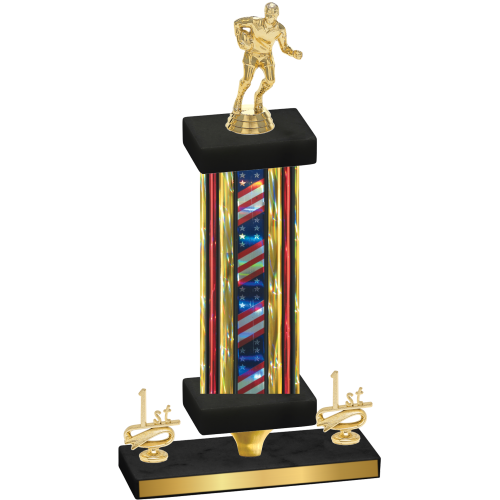 Premium Single Flag USA First Place Rugby Trophy